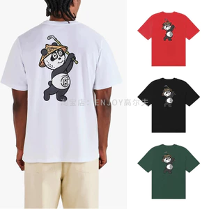 Áo thun nam cổ tròn tay ngắn in hình gấu trúc 100% Cotton cao cấp phiên bản thoải mái và đẹp