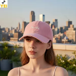 < YEI > Mũ lưỡi trai đục lỗ đau khổ Mũ bóng chày Cotton thêu có thể điều chỉnh Mũ bóng chày phù hợp sâu cho đầu lớn Đi bộ đường dài hàng ngày Mới