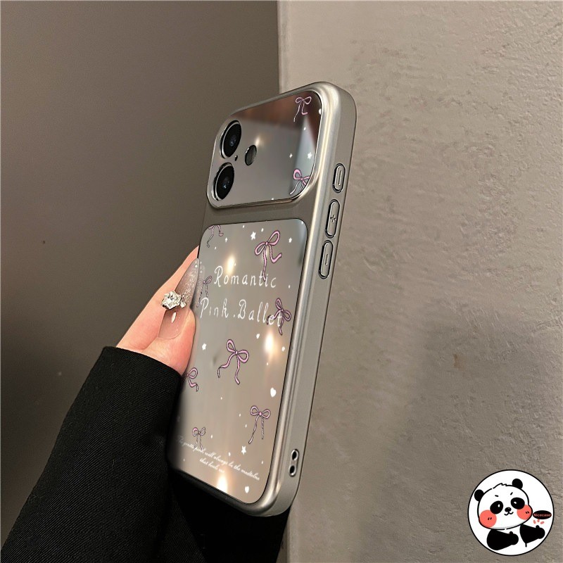 Ốp Điện Thoại Gương Nơ Thanh Lịch Cho Realme GT8 Pro GT 7T GT6 6T Neo 7X 6 SE P4 P3 Lite P1 Tốc Độ V70S V25 V23i V11S V13 V5 5G 4G Vỏ PU Hoạt Hình Dễ Thương Ngôi Sao Ins Phong Cách Vỏ Mềm
