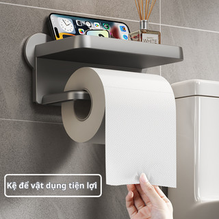 Giá treo cuộn giấy vệ sinh HomieTech, có ngăn giữ đồ, dán tường đựng đồ tiện dụng