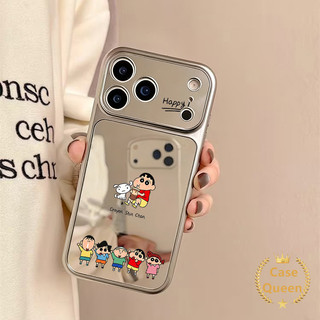 Cho iPhone 17 16 15 11 13 14 12 Pro Max 7 8 14 Plus XR X XS Max Phim hoạt hình dễ thương Crayon Shin chan Vỏ gương tức thì