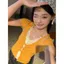 Áo thun ngắn tay hai mảnh màu vàng Mango giả chính hãng dành cho nữ Mùa hè Phong cách mới Slim-Fit Slimmer Look American Hot Girl Style Top