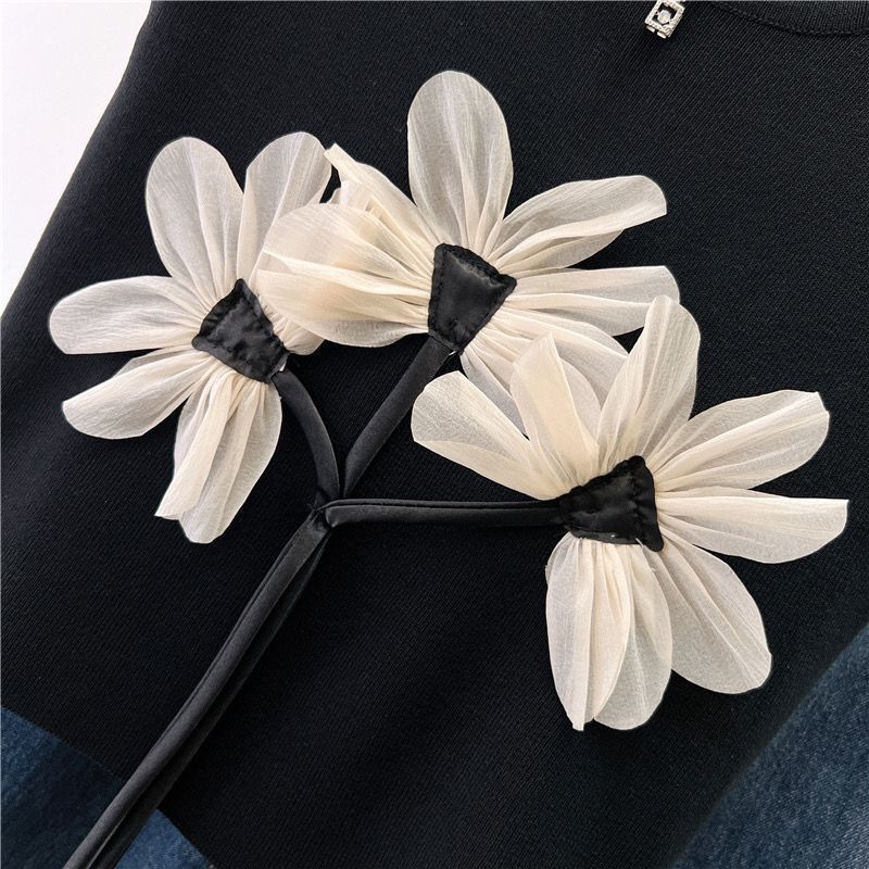 Milyfashion Rời Kích Thước Lớn Lười Ba Chiều Hoa Không Tay Sling Mùa Hè Phong Cách Mới Ngắn Mỏng Hơn Nhìn Top