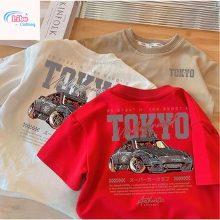Áo Thun Trẻ Em Bé Trai Gái In TOKYO Underground Xe Độ, Áo Bông Ngắn Tay Hè Phong Cách JDM Size 3-12 Tuổi COD
