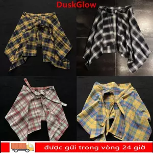 Áo Sơ Mi Eo DUKGLOW, Váy Nơ Co Giãn Nữ Kẻ Sọc, Retro Xanh Trắng Lưới Mini Không Đều Váy Ngắn Chữ a Nữ Dạo Phố