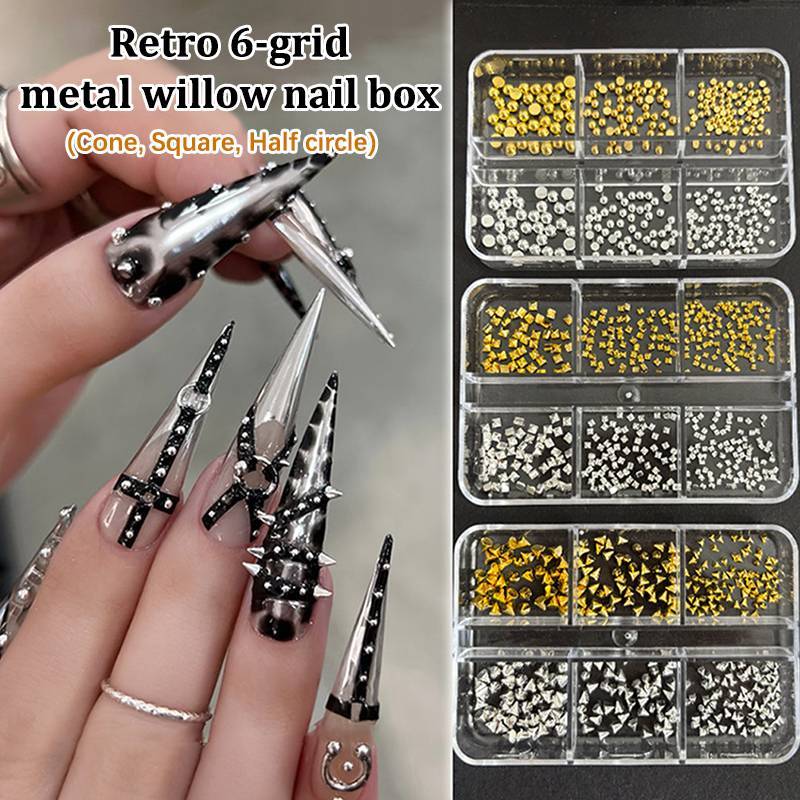 [Bluemood] Mix Size Punk Chắc Chắn Đinh Tán HemiSphere Vuông Sắc Nét Nón Vàng Bạc K Bla Móng Tay Nghệ Thuật Kim Cương Giả Trang Trí Làm Móng Tay Quyến Rũ Mới