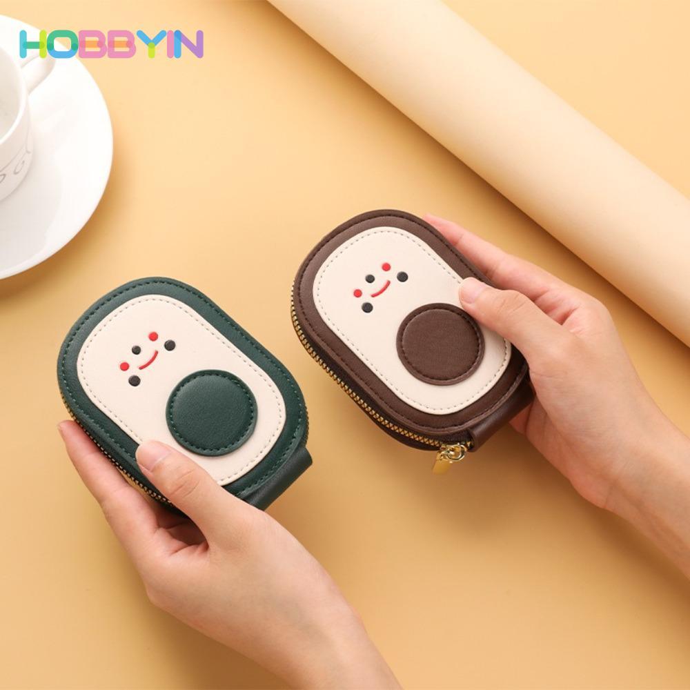 HOBBYIN Túi đựng thẻ HOBBYIN, Ví đựng tiền xu công suất lớn bằng da PU, Phim hoạt hình Bơ 9 túi đựng thẻ danh thiếp nam nữ