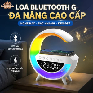 Loa Bluetooth hình chữ G sạc không dây đèn LED RGB báo thức âm thanh HD pin lớn cho văn phòng