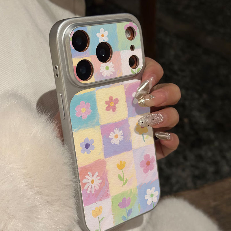 Ốp lưng iPhone Họa tiết da mạ họa tiết hoa iPhone 17 16 15 14 13 12 11 Pro Max Plus Max