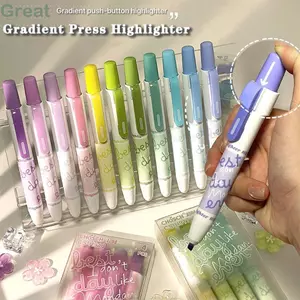 GREA 4 Cái Highlighter, Bút highlight màu Gradient loại ép, Bút đánh dấu mũi đục bền DIY Journaling