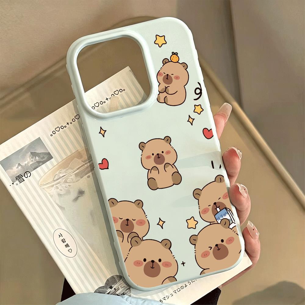 Dễ thương Capibara cho trường hợp iPhone 17promax 161514plus 3 trong 1 bezel 1311211