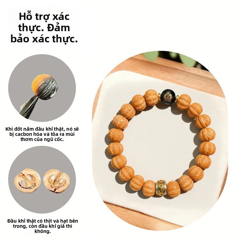 Vòng tay nữ hạt Wenwan hình bát giác, thiết kế quả óc chó, phù hợp với phong cách bảo vệ theo cung hoàng đạo
