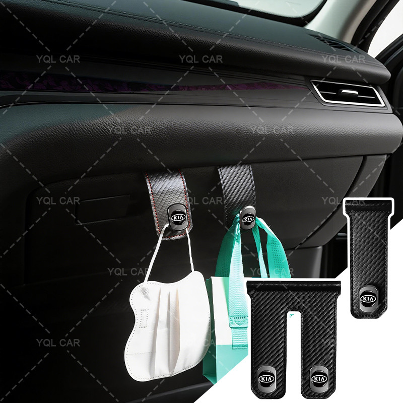 1 / 2 Chiếc Có Thể Gập Lại Xe Hành Khách Tổ Chức Móc Sợi Carbon Lưu Trữ Xe Móc Ẩn Cho Xe Kia Ceed Rio Sportage R K3 K4 K5 Sorento Cerato Optima