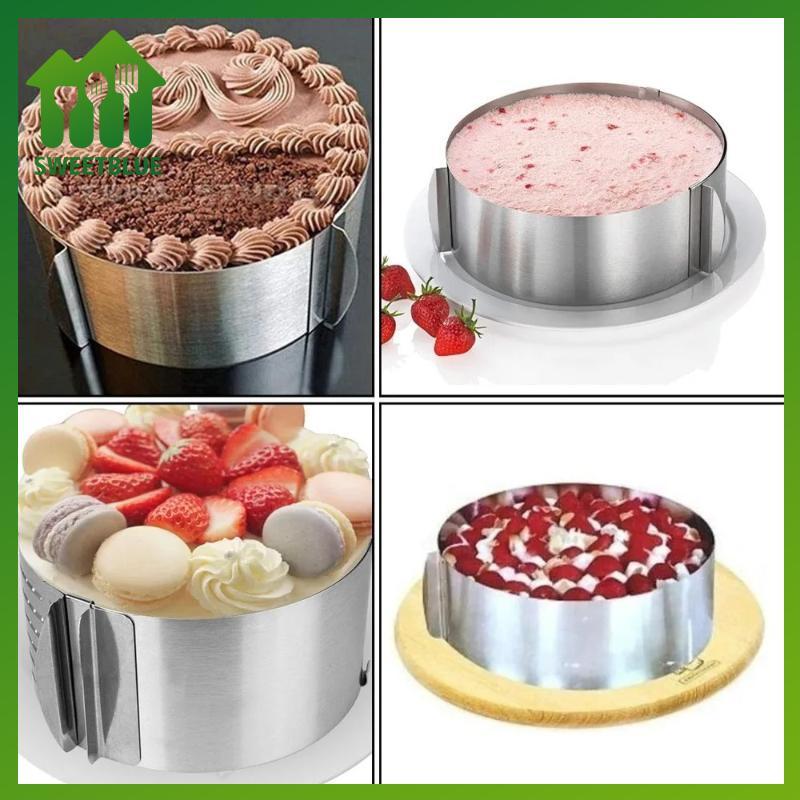 SWEET Khuôn bánh mousse tròn inox điều chỉnh được, vòng nướng bánh đa năng DIY, dụng cụ làm bánh chuyên dụng