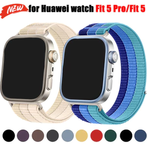 Dây đeo vòng nylon dệt thuốc nhuộm cà vạt cho Huawei Watch Fit 3/4/4 Pro/Fit 5/5 Pro, thoáng khí ba màu