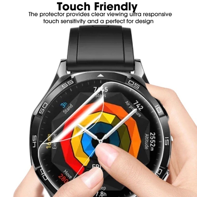 Full Cover HD Trong Suốt Mềm Hydrogel Cho Huawei Watch GT6 46mm 41mm Sợi Carbon Mặt Sau Phim Dành Cho Đồng Hồ Thông Minh Huawei GT 6 46mm 41mm Cong Cạnh Đen Kính Bảo Vệ Màn Hình