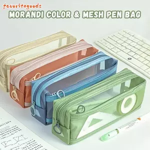 Túi đựng bút FAVORITEGOODS, Bút chì hai lớp trong suốt, Lưới chất lượng cao Hộp đựng bút dung tích lớn Trường học Văn phòng