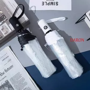 Ô dù tự động trong suốt DARON, Ô dù mưa trong suốt chống gió, Ins Style Clear Windproof Dày gấp chống nắng cho nữ