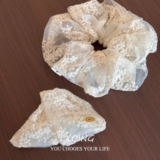 Yoing / Pháp Nhẹ Nhàng Siêu Cổ Tích Gạc Ren Thêu Scrunchy Dây Buộc Tóc