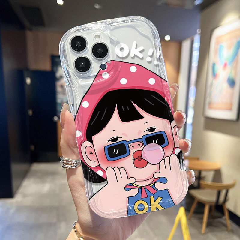 Ốp Lưng Cho Redmi Note 14 13 12 11 10 8 13T 14T 15T Pro A5 A3 A2 A1 14C 13C 12C 11A 10C 9A 9C Poco C75 C65 C61 C55 C31 Kem gợn Sóng Cong Edge Motif Cô Gái Dễ Thương NYK126