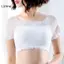 LUImo Nữ Gợi Cảm Ren Tắt Vai Crop Tops Có Miếng Lót Áo Bralette Tay Ngắn Camisoles SBS