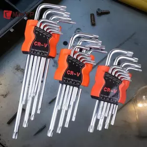 CMinYP 9 Cái Torx Star Cờ Lê Bộ Allen Phím Lục Giác Cờ Lê Đầu Kép Loại L Tuốc Vít Ngôi Sao Dụng Cụ Sửa Chữa Tay Cho DIY Sửa Chữa Nhà Vinh Quang