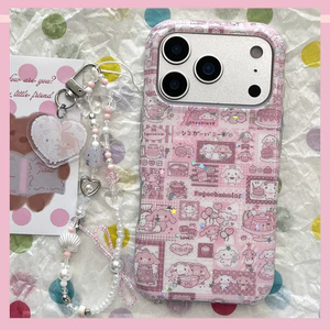 Ốp Điện Thoại Cho iPhone 17 Pro Max 16 15P Girly Sweet Suger Bunny Họa Tiết Đáng Yêu Màu Hồng Mềm TPU Chống Trầy Xước Vỏ Chống Bụi Bẩn Chống Rơi Với Chuỗi Hạt Chống Mất