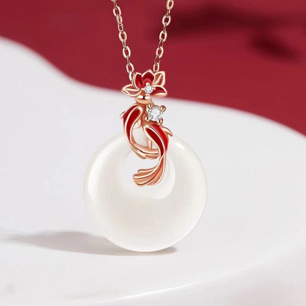 Mới Phong Cách Trung Hoa Sen Koi Khóa An Toàn Vòng Cổ Nữ Mới Phong Cách Trung Hoa Cung Điện Quà Tặng Sinh Nhật Cho Mẹ Bạn Gái Quà Tặng 26.3.22
