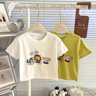 Áo thun Cotton ngắn tay trẻ em bé trai bé gái Áo ba chiều thông thường Quần áo mùa hè cho bé