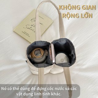 Bình Nước Tote Canvas Túi Xách Đôi Cốc Di Động Du Lịch Hàng Ngày Dung Tích Lớn