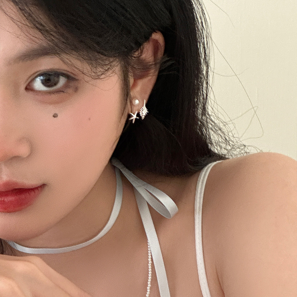 Bông tai ngọc trai sao biển dễ thương bạc s925