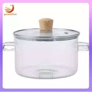 Nồi súp thủy tinh 1.6L Nồi nấu trong suốt có nắp chịu nhiệt Tay cầm kép Dụng cụ nấu ăn nhà bếp Chảo thủy tinh