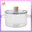 Nồi súp thủy tinh 1.6L Nồi nấu trong suốt có nắp chịu nhiệt Tay cầm kép Dụng cụ nấu ăn nhà bếp Chảo thủy tinh