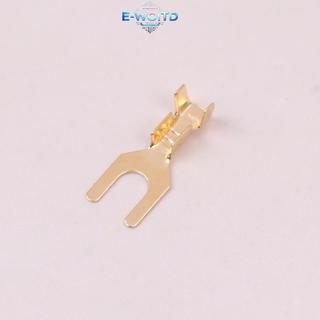 E-WOITD 100 Cái / Pa 3.2 / 4.2 / 5.2 / 6.2MM Cáp đồng thau hình chữ U nối đất Lug Fork Terminal Pressed Bare Terminal Butt Doing Connector E-WOITD