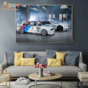 Xe Đua Thể Thao BMW Canvas Tranh Treo Tường Nghệ Thuật Xe Thể Thao Poster In Hình Cho Phòng Khách Người Phòng Ngủ