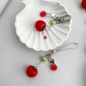 ECK Mô Phỏng Ngôi Sao Cà Chua Điện Thoại Di Động Dây Xích Dây Ngọt Tươi Móc Khóa Cho Nữ Túi Máy Ảnh Chống Mất Mặt Dây Chuyền Quà Tặng Sinh Nhật HOT