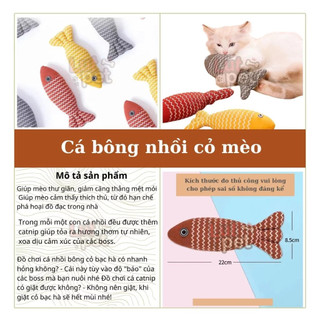 Thú bông catnip cho chó mèo, cá nhồi cỏ mèo, gấu bông hình cá cho mèo - lutpet