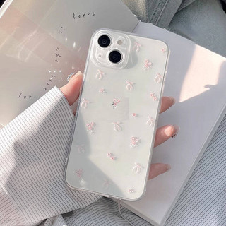 Dành Cho Infinix Hot 60 50 40 Pro Note 50 Pro 50S Smart 9 10 Pro Plus Ốp Lưng Màu Hồng Nơ Họa Tiết Dễ Thương Trái Tim Tình Yêu Trong Suốt Chống Sốc TPU Silicone Mềm Ống Kính Trong Suốt