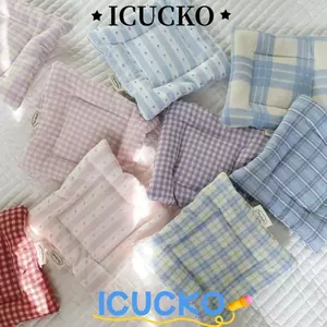 ICUCKO Tay Coaster, Phong Cách Hàn Quốc Kiểm Tra Họa Tiết Cotton Coaster, Nhẹ Vintage Mềm Thiết Kế Thẩm Mỹ Thảm Cách Nhiệt Phụ Kiện Nhà Bếp