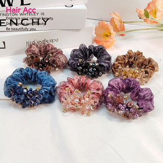 Dây buộc tóc nữ lưới organ cao cấp, scrunchy hoa, mũ đội đầu