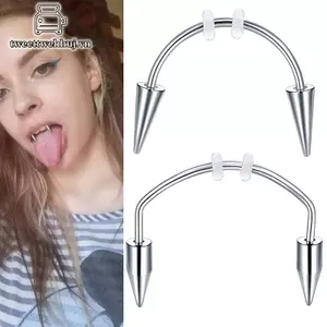 Nhíp 1 Thép Titan C Thanh Ma Cà Rồng Fangs Răng Môi Xuyên Punk Spiked Labret Tai Sụn Xuyên Bông Tai 2021 Xu Hướng Trang Sức VN