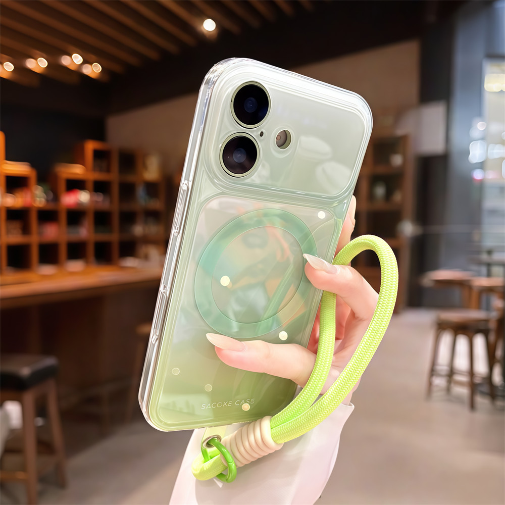 Ốp điện thoại từ tính dây rút gradient màu cho iPhone 17 Pro Max 14 15 16 pro max Bảo vệ ống kính chống rơi Vỏ cứng bảo vệ điện thoại