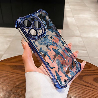 Ốp Lưng Cho OPPO A6 A5 A3 Pro A6X A3X A5X Reno 15F 13F 15 12 10 14 Pro 11 10 5G 11F 12F Reno 6 7 8 Pro 7Z 8Z 8T Vỏ Hoạt Hình Cá Voi Đại Dương Mạ Mềm Silicon Chống Sốc Không Khí-BẢO VỆ