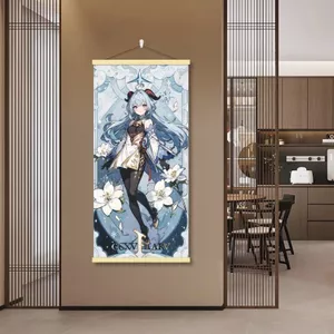 Yuanshen Anime Hai Chiều Cuộn Treo Tranh Finina Quả óc chó Keli Gỗ Chắc Chắn Cuộn Phong Cách Phòng Cổ Tranh Trang Trí 5.29