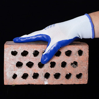 Xingyu N518 Găng tay bảo vệ cao su Nitrile trắng xanh dày chống mài mòn Găng tay công trường xây dựng thoáng khí UEG7