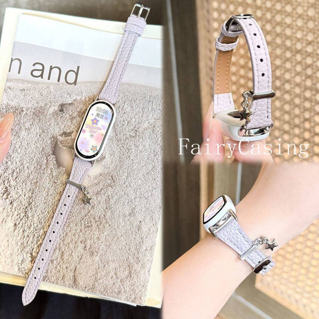 Dây đeo bằng da họa tiết Litchi cho Xiaomi Mi Band 10 9 8 7 6 5 4 3 cho Redmi Watch 6 5 4 Vòng đeo tay thay thế