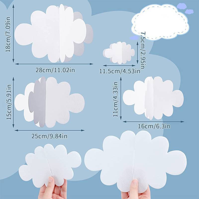 Springevenstar 16 món trang trí 3D hình đám mây trắng, treo trần, đồ trang trí tiệc