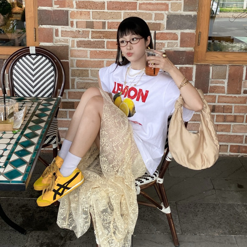 （Giao hàng 24h）Angela - Áo Thun Nữ Trái Cây Màu Trắng UNISEX "CHANH" Oversize -Áo phông thời trang mùa hè 100% cotton