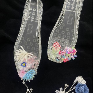 Giày Thạch DIY Phụ Kiện Hoa Pha Lê Công Chúa Dép Trong Suốt Giày Sandal Lỗ Giày Đi Mưa