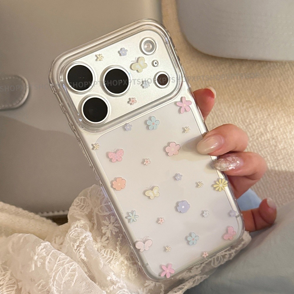 Ốp điện thoại hình trái tim tình yêu bên hoa đầy màu sắc cho iPhone 17 Pro Max 16 15 14 13 Vỏ bảo vệ chống sốc